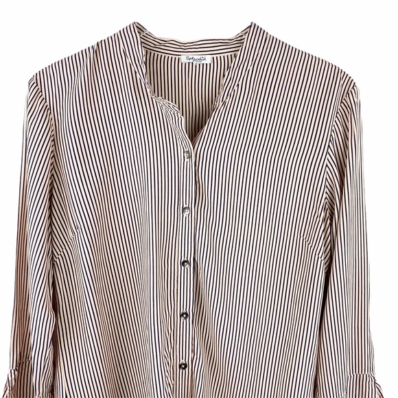 SPLENDID Pink Stripe Silky Button Down Medium - Picture 4 of 7